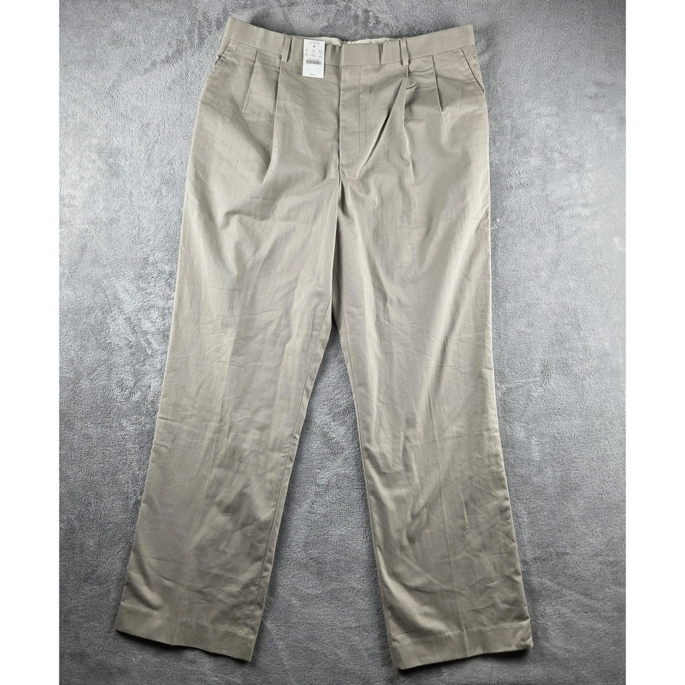 NWTJ. Crew Relaxed Classic-Fit Khaki Double-Pleated Chino Canvas 36x32